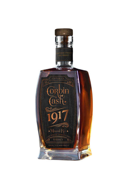Corbin Cash 1917 Barrel Proof Merced Rye Whiskey 123 Proof