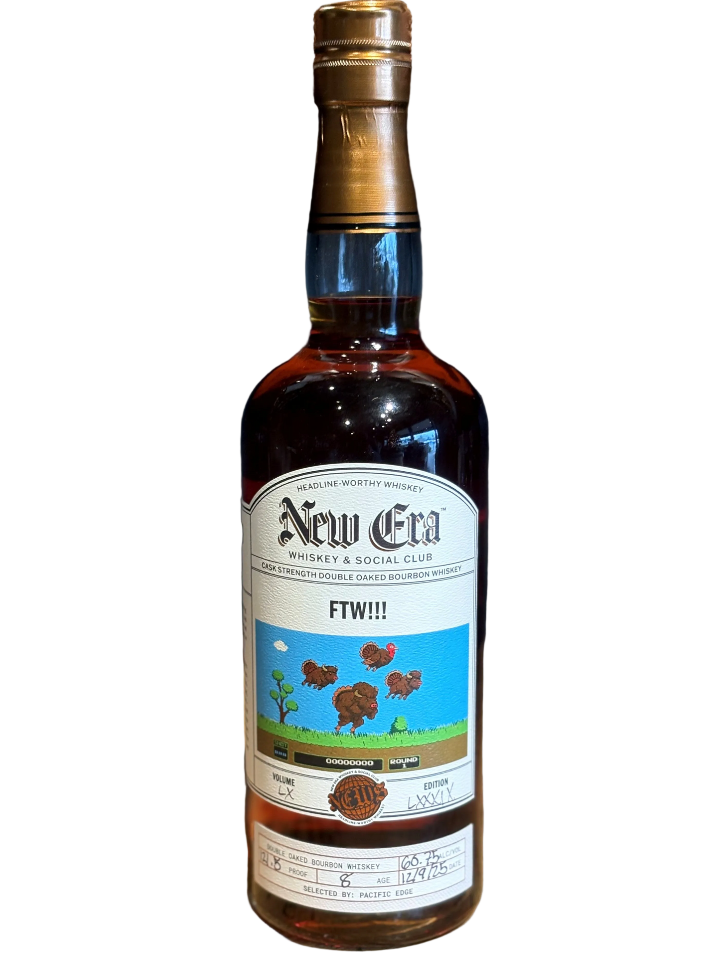 New Era Cask Strength Double Oaked Bourbon Whiskey “FTW!!!” Finished In Buff Turkey Barrel Aged 8 Years