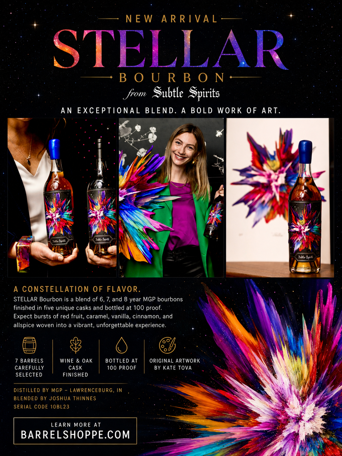 Subtle Spirits Stellar 100 Proof Straight Bourbon Whisky 750ml