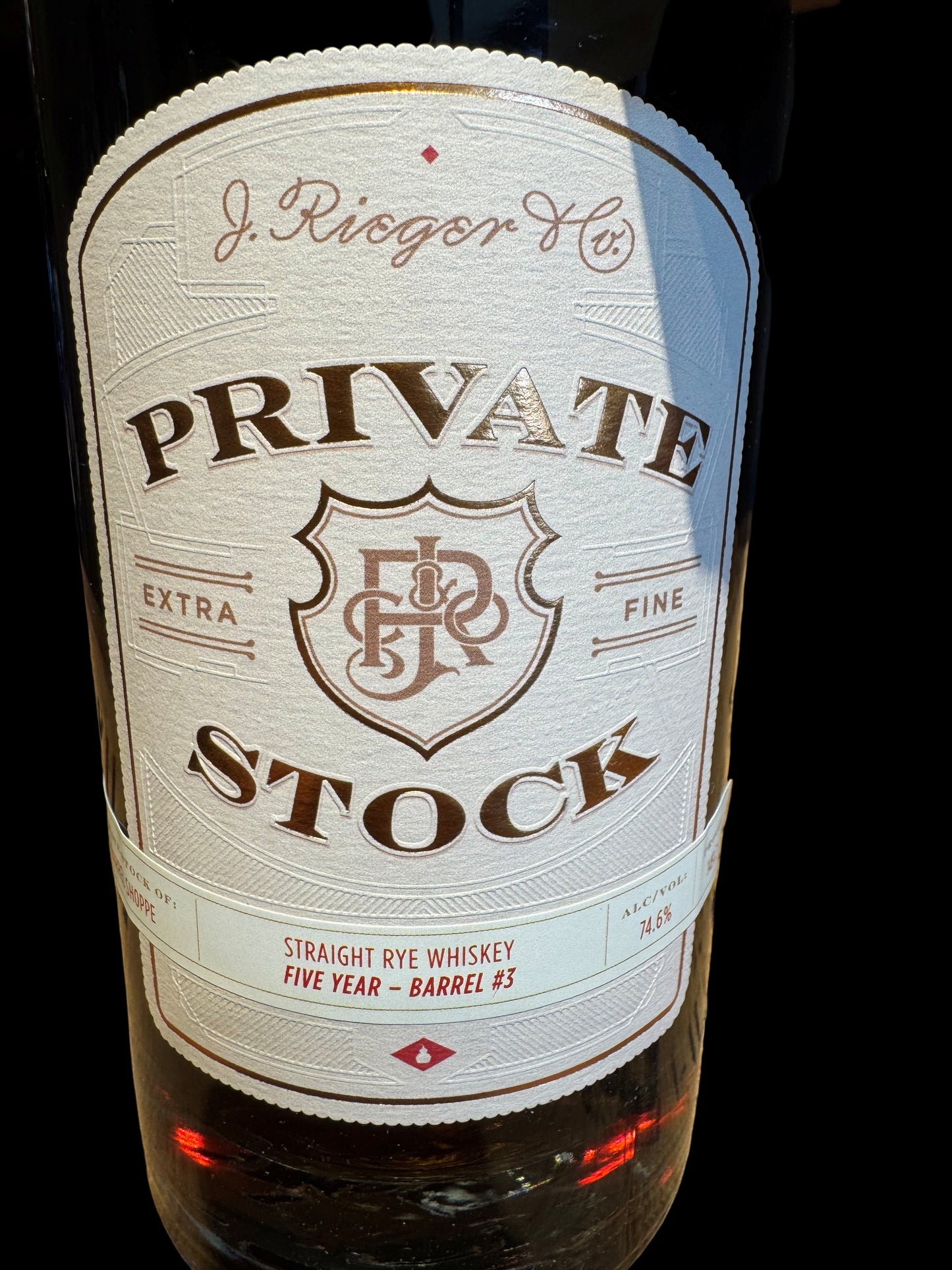 J. Rieger Private Stock Straight Rye Whiskey Barrel Shoppe Exclusive #3 “Hazmat” 149 Proof