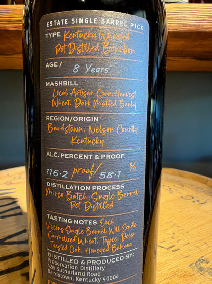 Preservation Praline Single Barrel Wheat Bourbon 116 Proof 750ml