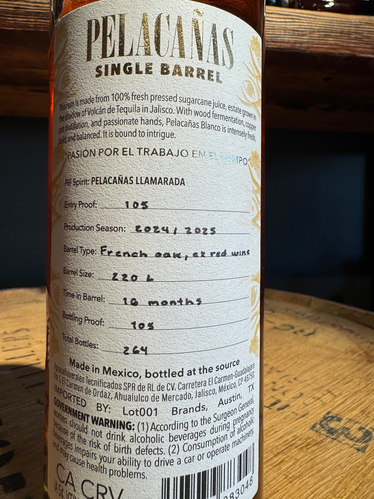 Pelacanas Llamarada Single Barrel Rum 105 Proof 750ml Shoppe Exclusive
