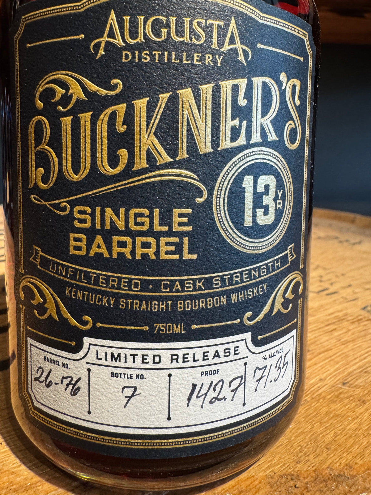 Augusta Distillery Buckner’s 13 Year Bourbon Shoppe Exclusive 142.7 Proof HAZMAT 750ml