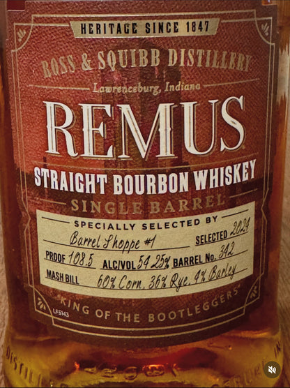 George Remus Barrel Proof Bourbon Whiskey Shoppe Exclusive