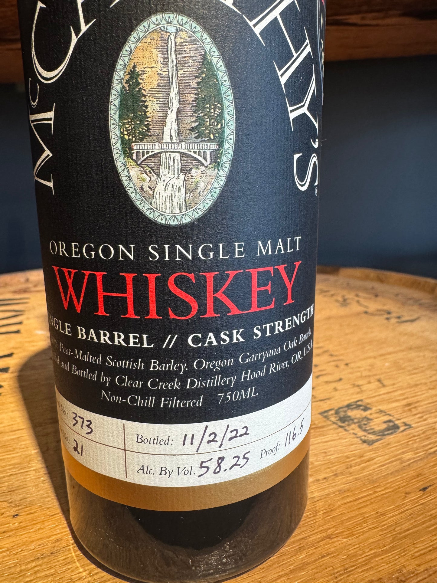 McCarthy's Oregon Single Malt Whiskey Single Barrel Cask Strength