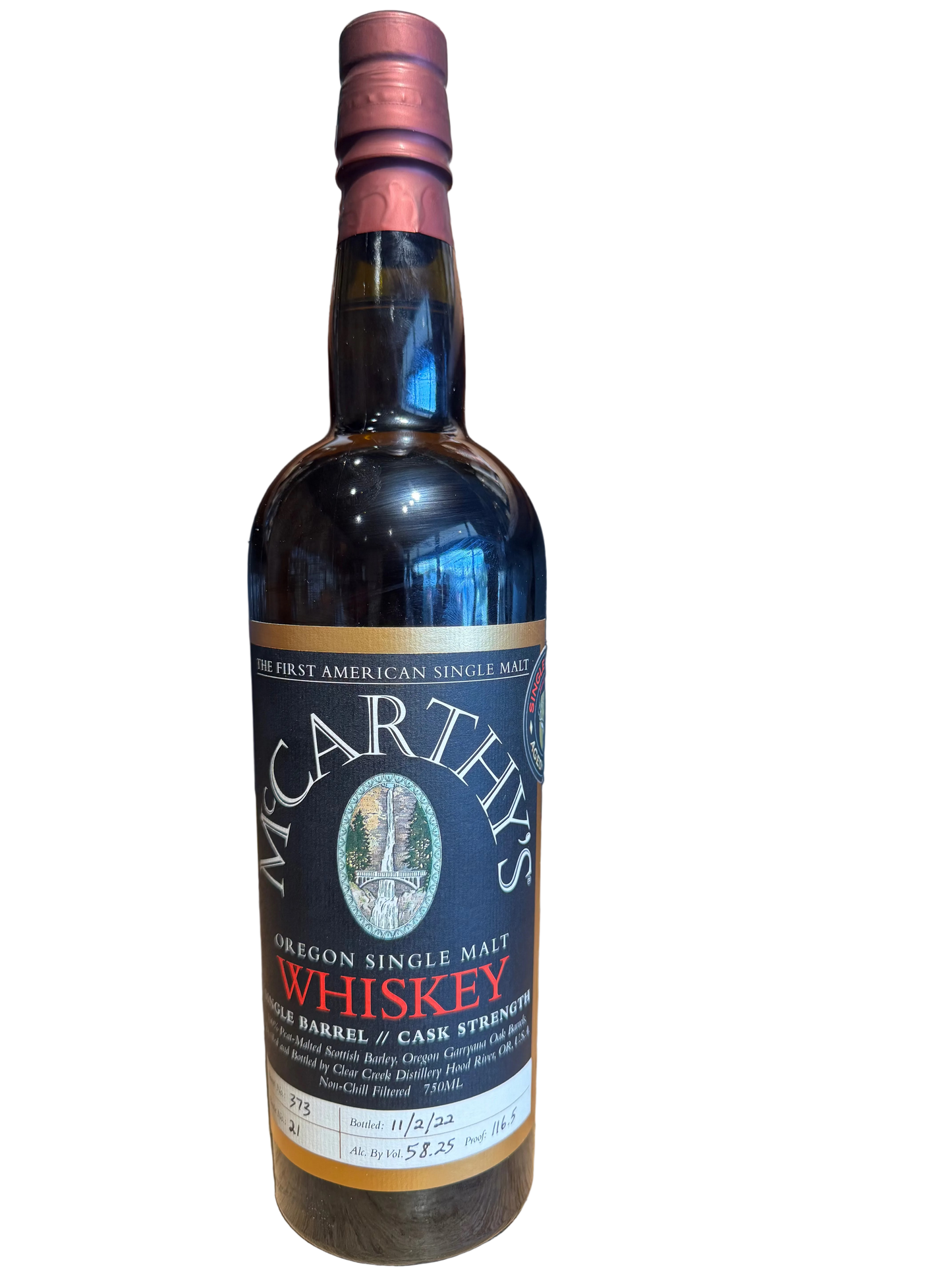McCarthy's Oregon Single Malt Whiskey Single Barrel Cask Strength