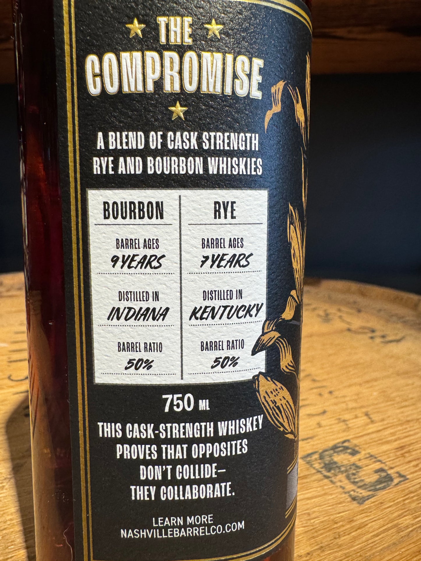 Nashville Barrel Company The Compromise Bourbon & Rye Blended Whiskey 122.6 Proof