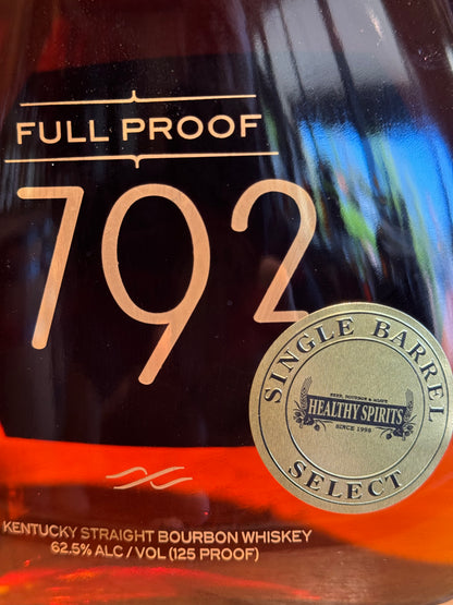 1792 "Healthy Spirits Pick" Full Proof Single Barrel Bourbon Whiskey Rescue 125 Proof