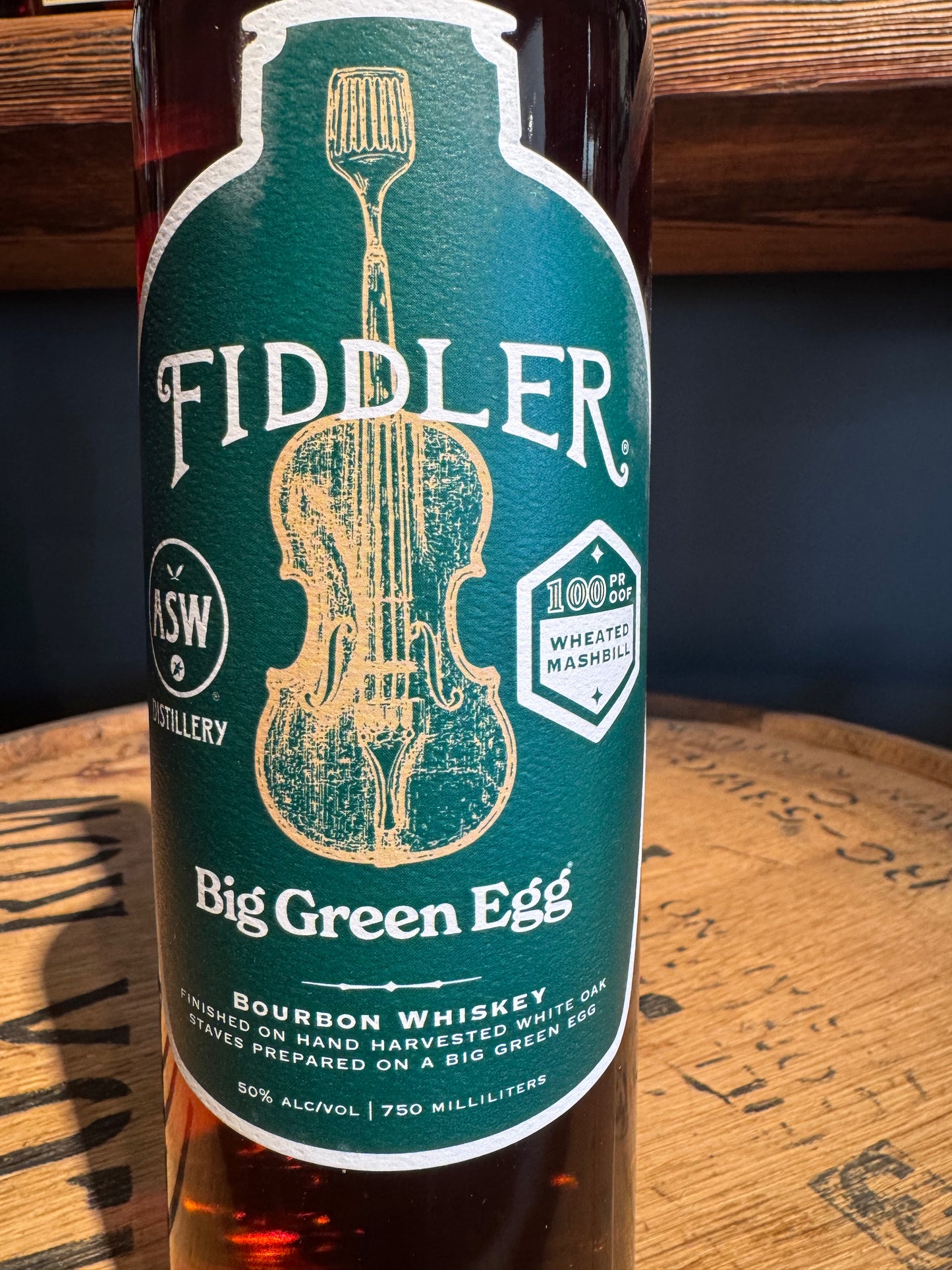 ASW Fiddler Big Green Egg Bourbon Whiskey 100 Proof 750ml