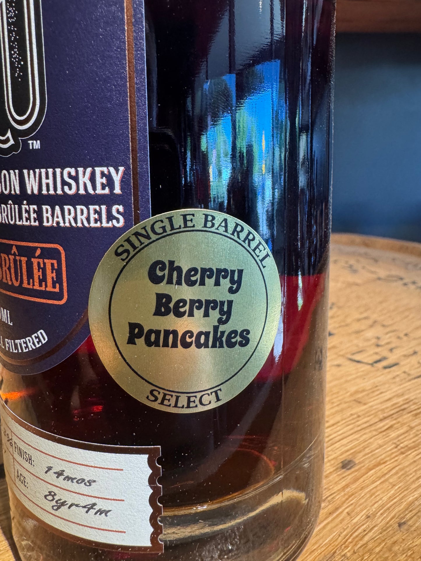 Nulu Bourbon Maple Brulee Finish 118.6 Proof 750ml Rescue Barrel "Cherry Berry Pancakes"