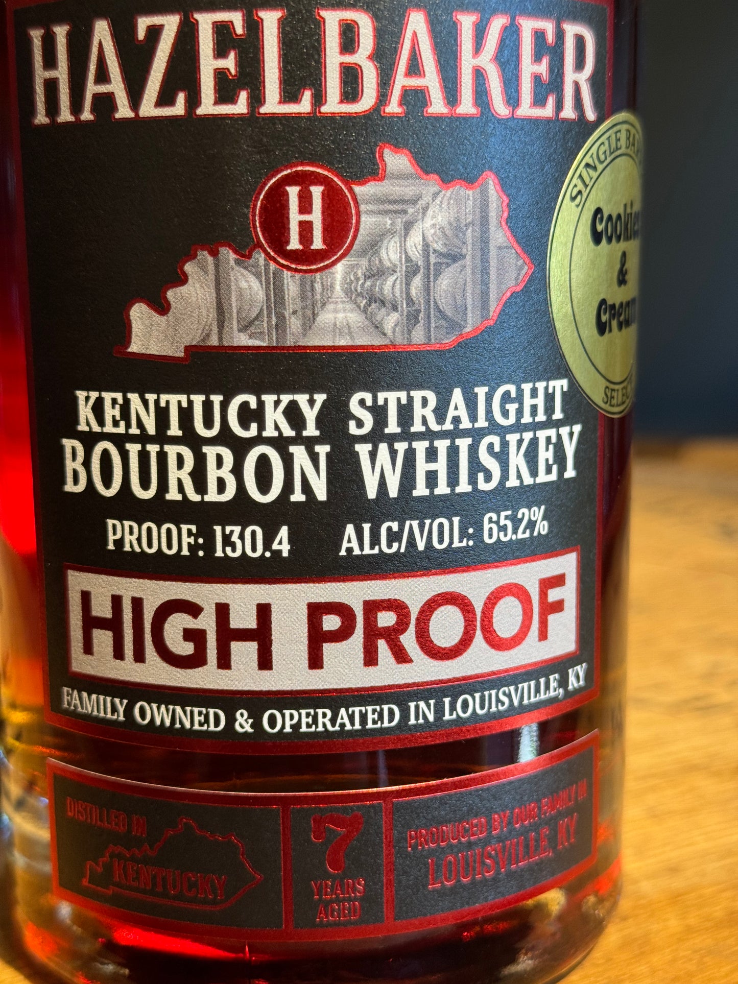 Hazelbaker High Proof 'Cookies & Creme' Single Barrel Bourbon 130.4 Proof 750ml