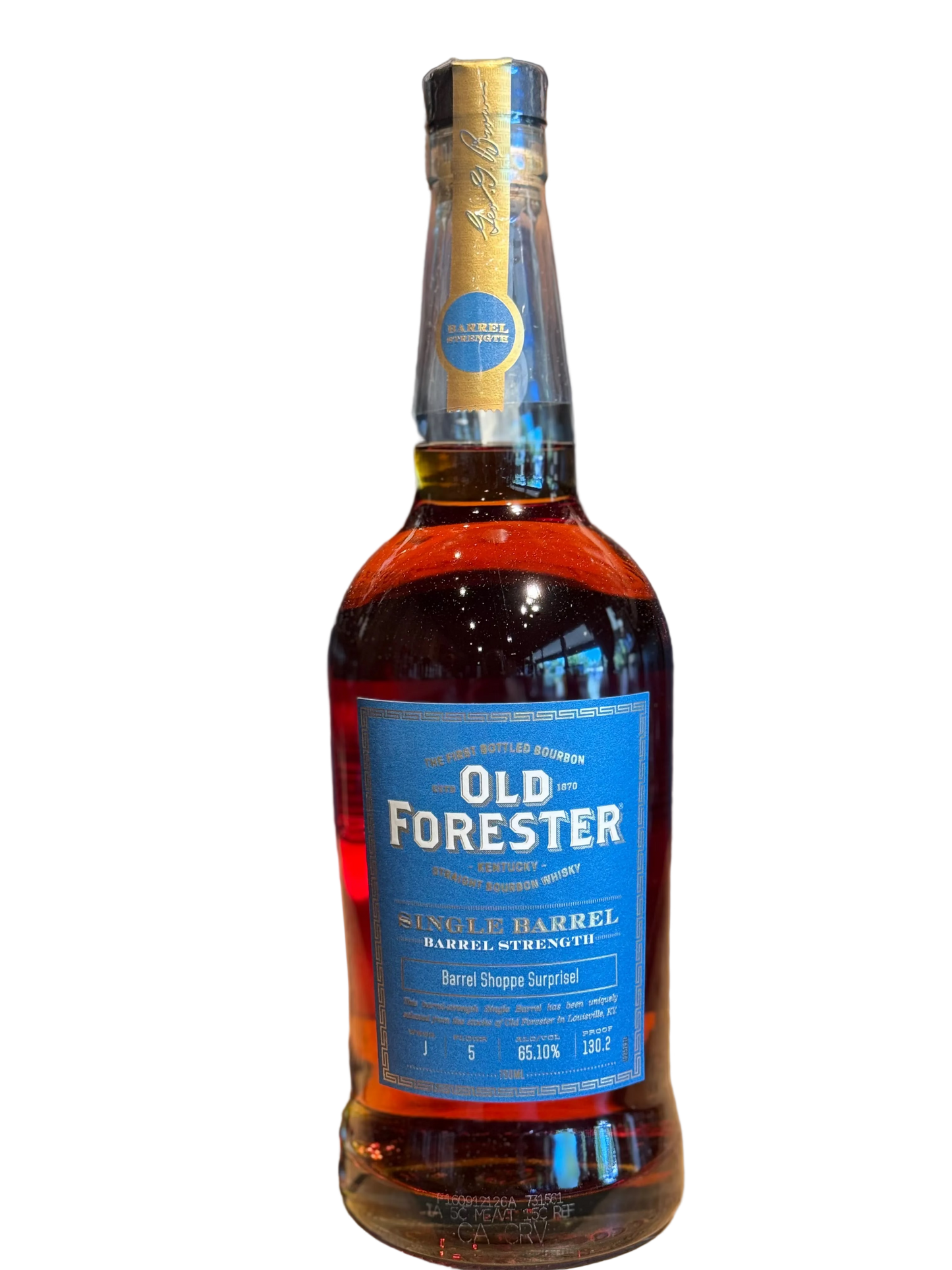 Old Forester Single Barrel Bourbon Barrel Strength "Barrel Shoppe Surprise" Shoppe Exclusive  131 Proof 75ml