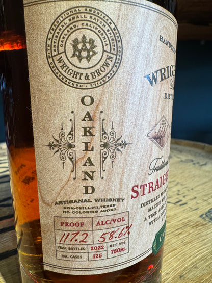 Wright & Brown Cask Strength Straight Rye Whiskey - 117.2 Proof 750ml
