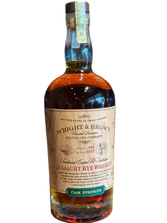 Wright & Brown Cask Strength Straight Rye Whiskey - 117.2 Proof 750ml