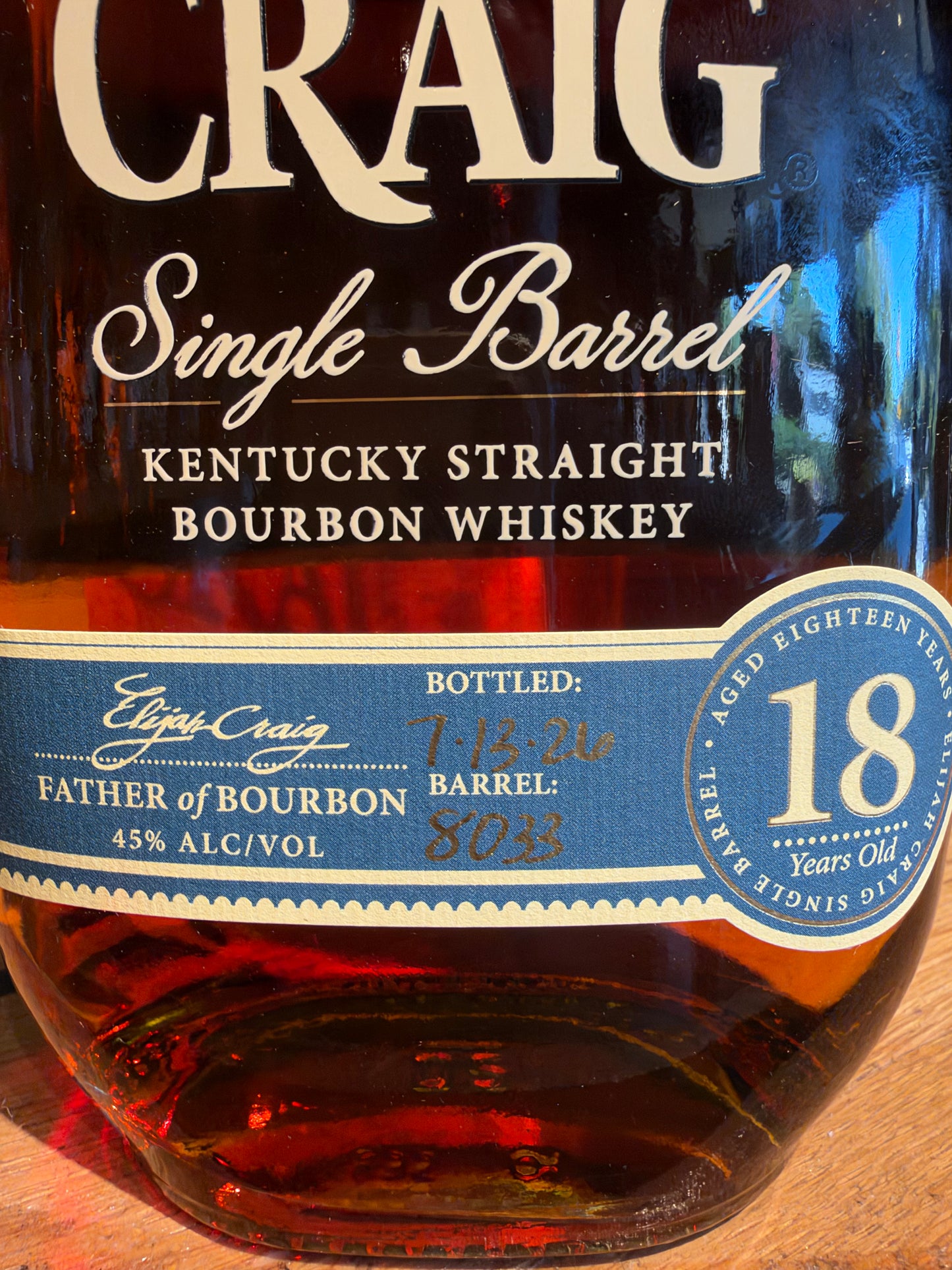 Elijah Craig 18 Year Old Single Barrel Kentucky Straight Bourbon Whiskey 2026 90 Proof 750ml