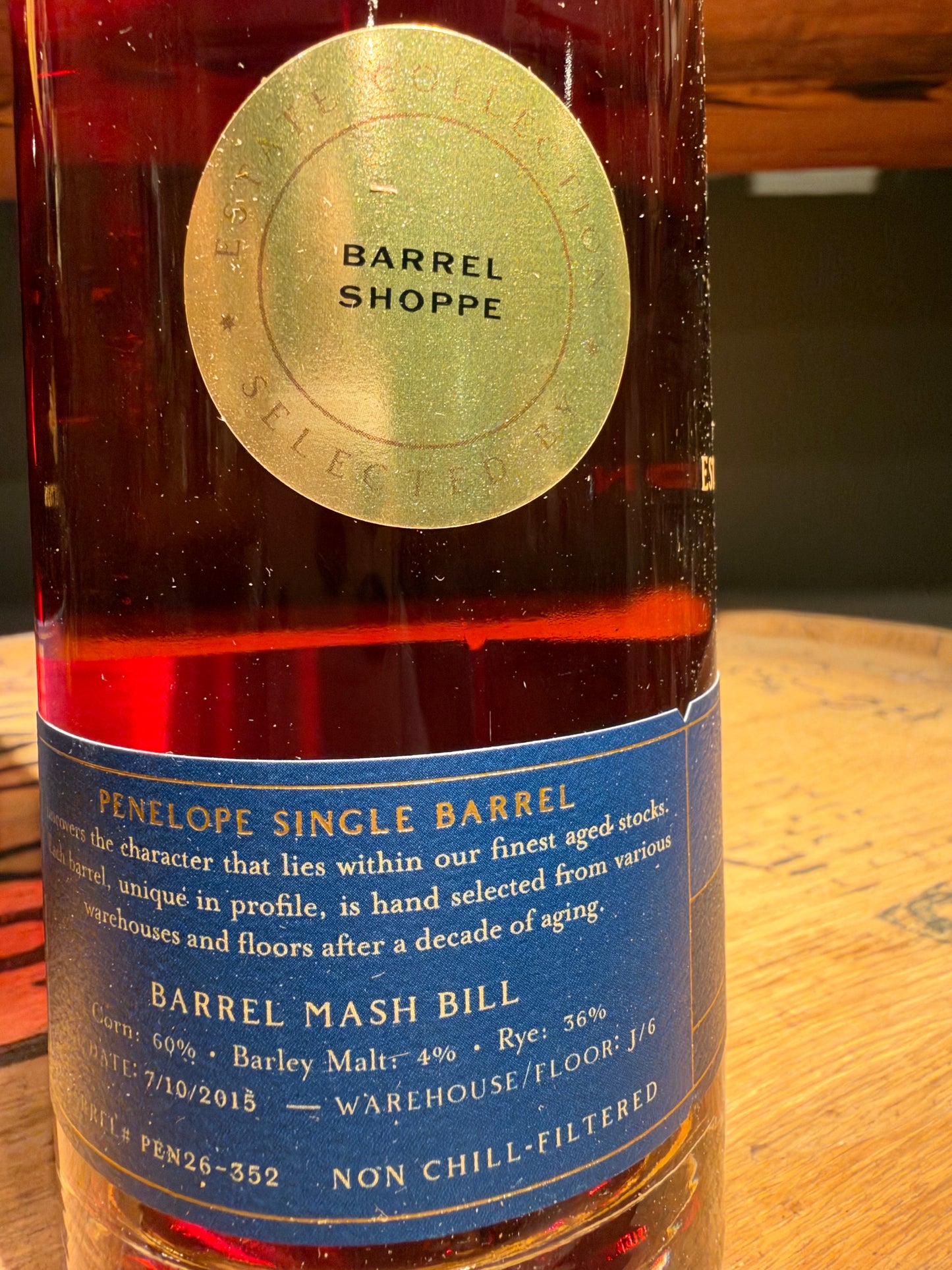 Penelope Estate Collection 10 Year Single Barrel Bourbon Shoppe Exclusive 112 Proof 750ml
