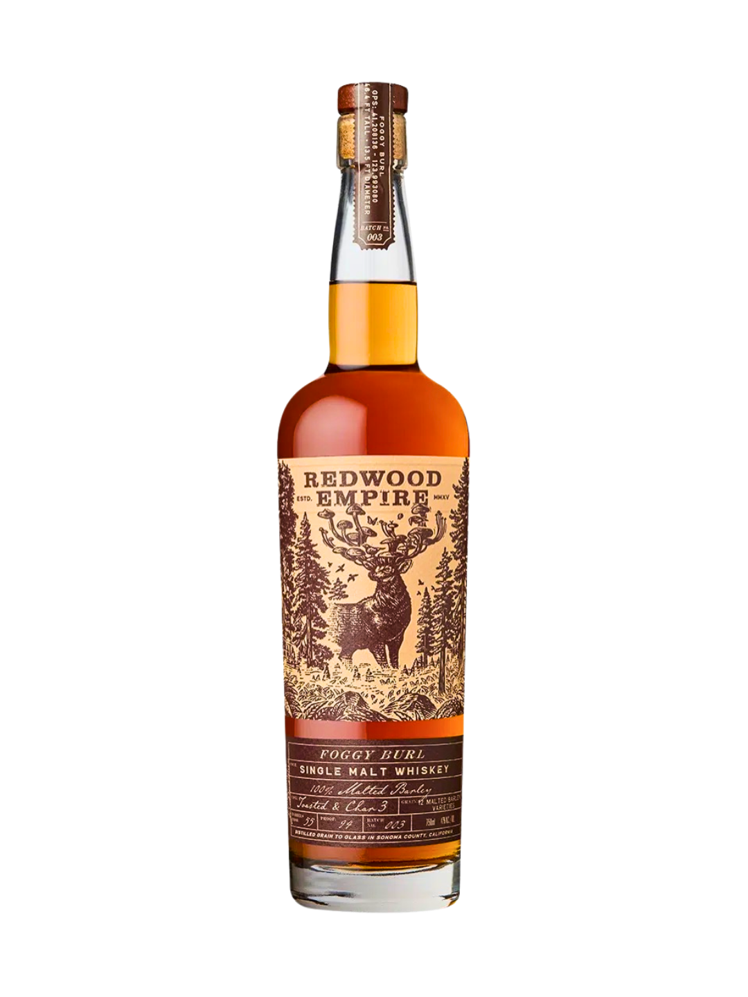 Redwood Empire Foggy Burl Batch #003 American Single Malt Whiskey 94 Proof, 750mL