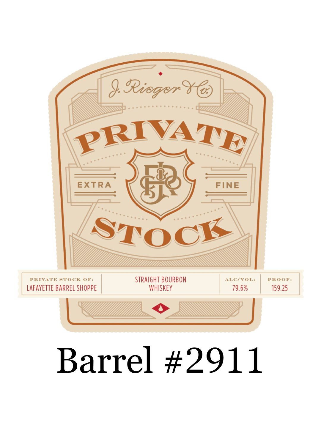 J. Rieger Private Stock Straight Bourbon Whiskey Shoppe Exclusive Barrel #2911 HAZMAT 159.25 Proof