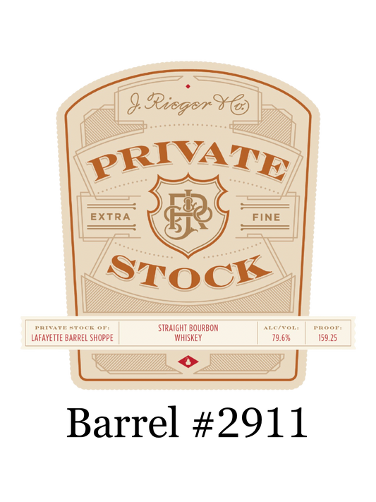 J. Rieger Private Stock Straight Bourbon Whiskey Shoppe Exclusive Barrel #2911 HAZMAT 159.25 Proof