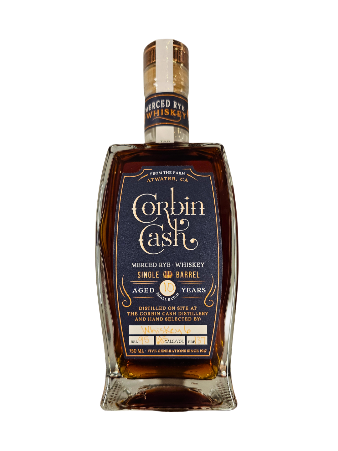 Corbin Cash 10+ Year Rye Whiskey 6 Single Barrel 137 Proof 750ml