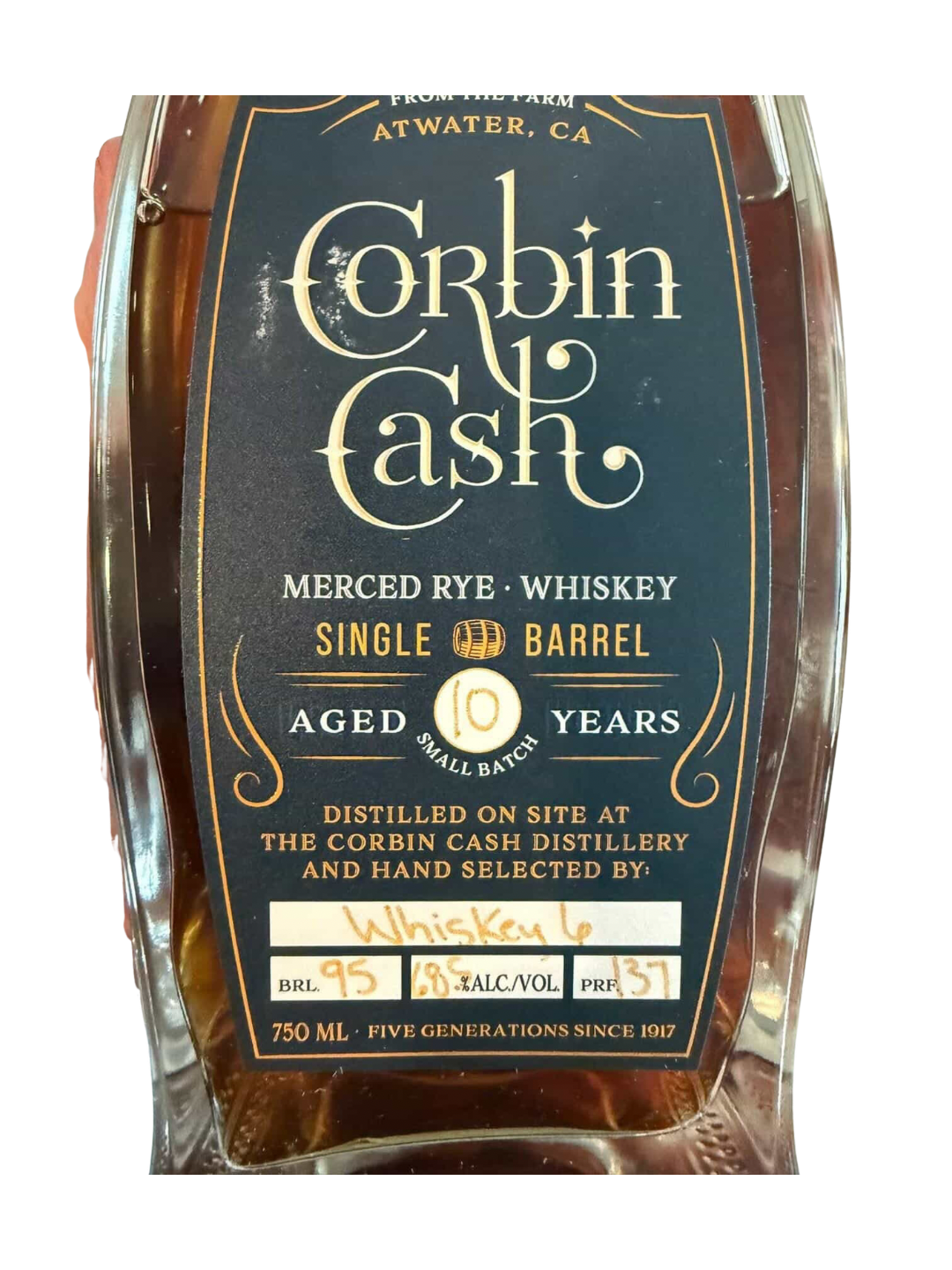 Corbin Cash 10+ Year Rye Whiskey 6 Single Barrel 137 Proof 750ml Shoppe Exclusive