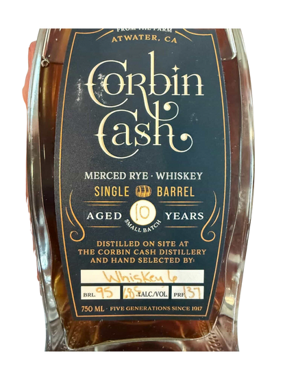 Corbin Cash 10+ Year Rye Whiskey 6 Single Barrel 137 Proof 750ml Shoppe Exclusive