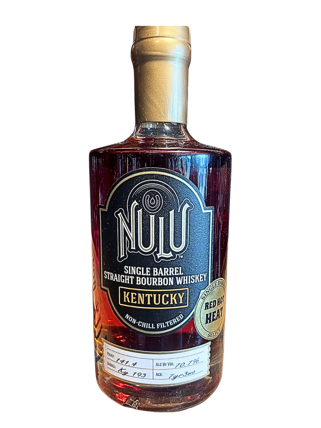 Nulu Single Barrel Straight Bourbon Whiskey 141.4 Proof “Hazmat” Red Hot Heat Barrel Ky193