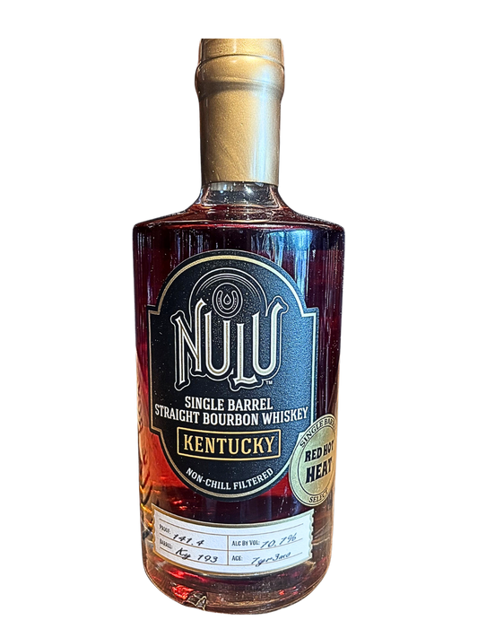 Nulu Single Barrel Straight Bourbon Whiskey 141.4 Proof Hazmat Red Hot Heat Barrel Ky 193