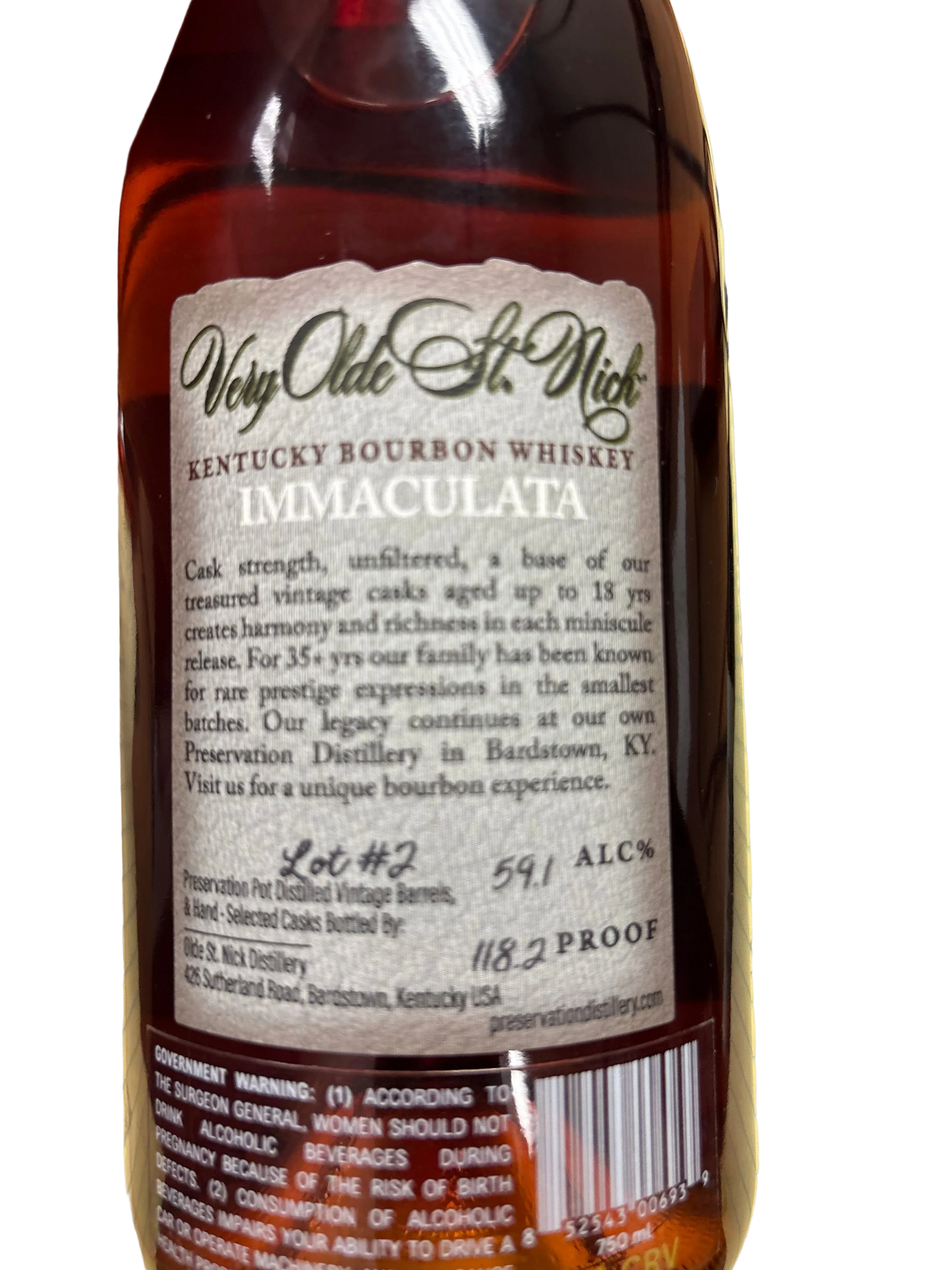 Very Olde St. Nick Immaculata Bourbon Ancient Cask 2026 Release Lot #2 118.2 Proof 750mL
