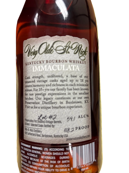 Very Olde St. Nick Immaculata Bourbon Ancient Cask 2026 Release Lot #2 118.2 Proof 750mL