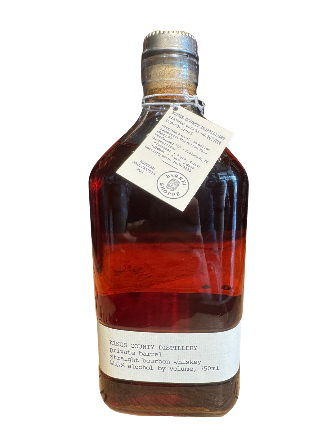 Kings County Distillery Private Barrel Straight Bourbon Whiskey Barrel Shoppe Exclusive No. BB25B08 123 Proof