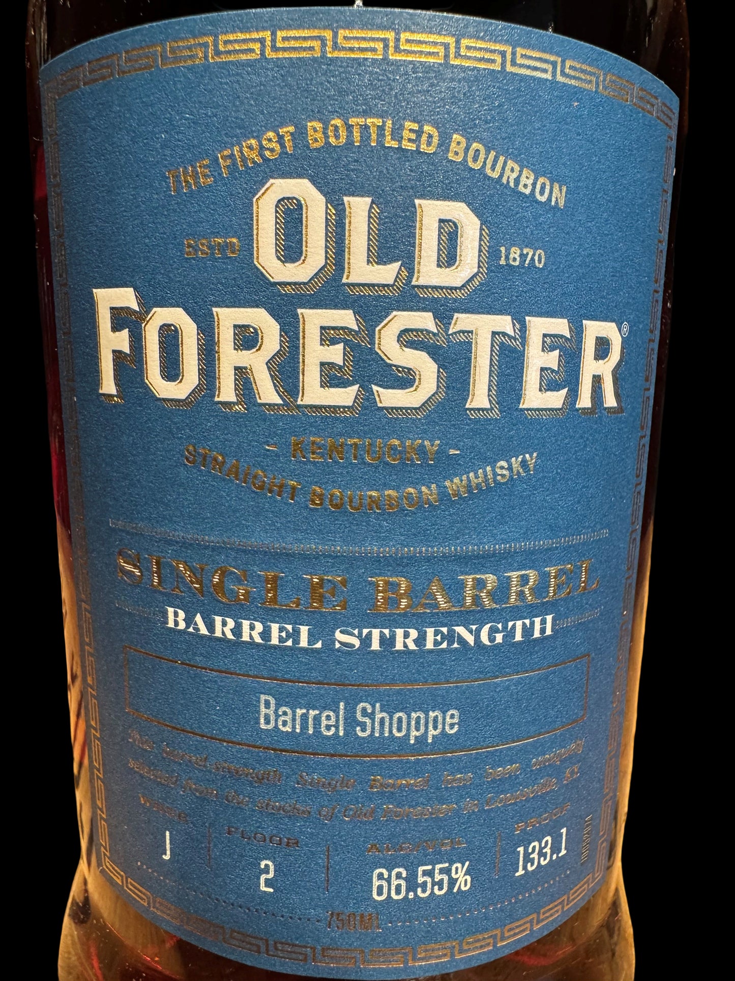 Old Forester Single Barrel Bourbon Barrel Strength Shoppe Exclusive II 133 Proof
