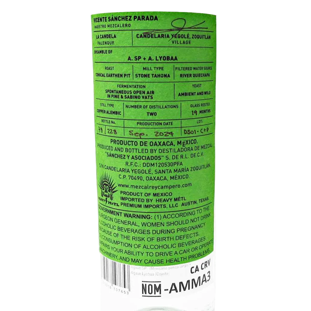 Rey Campero 'Coyote' Mezcal Artesanal Joven, Oaxaca, Mexico 105 Proof 750ml