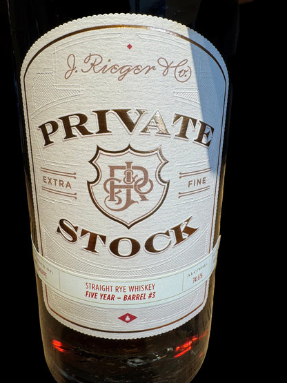 J. Rieger Private Stock Straight Rye Whiskey Barrel Shoppe Exclusive #3 “Hazmat” 149 Proof